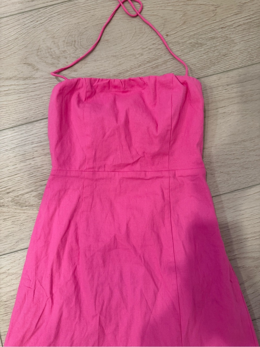 Bright Pink Strapless Summer Dress